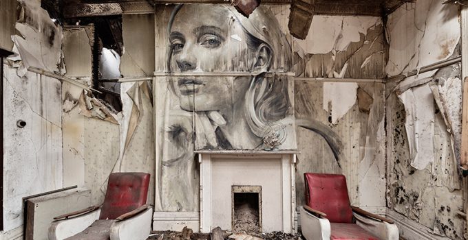 murals of beautiful women haunt wrecked buildings & abandoned homes by RONE #artpeople