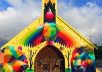 Amazing Geometric Murals on an Abandoned Church in Morocco by Okuda San Miguel